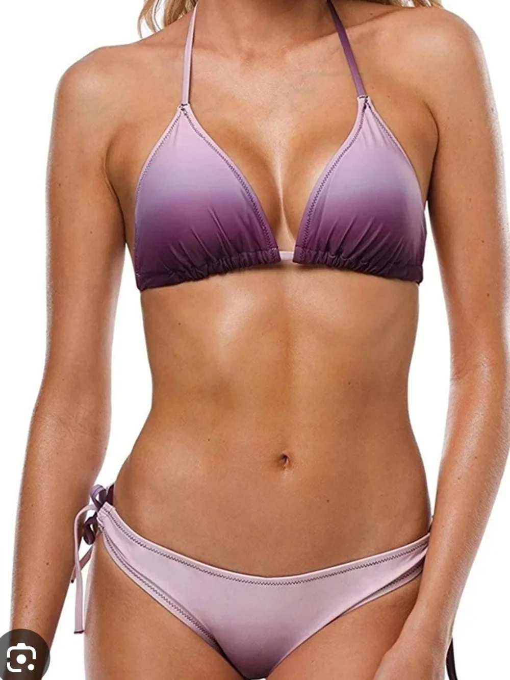 Women's Ombre Lavender/ Purple Triangle String Bikini Set